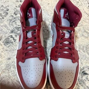 Air Jordan Men's Burgundy and Gray Sneakers